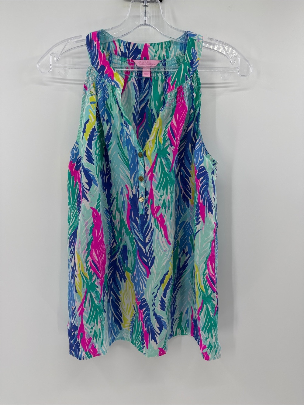 Lilly Pulitzer 100% Silk Bailey Printed Blouse - Medium